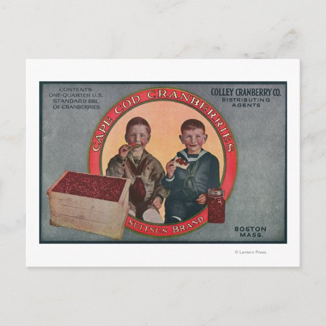Boston Suitsus Marken Cranberry Label Postkarte (Vorderseite)