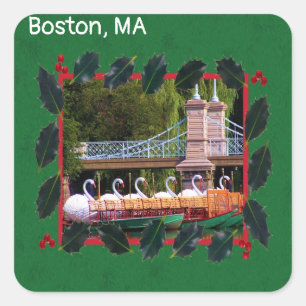 Boston Swan Boats - Gute Ferien Quadratischer Aufkleber