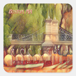 Boston Swan Boats Summer Filter Quadratischer Aufkleber