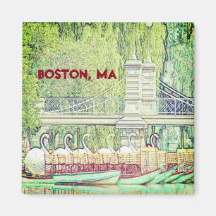 Boston Swan Boote in Stift und Tinte Magnet