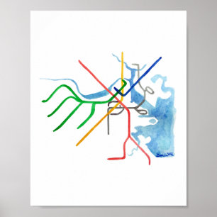 Boston T-Bahn-Kartenkunst Poster