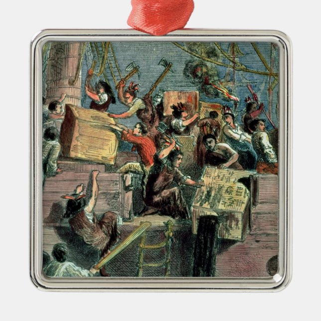 Boston-Tee-Party, am 16. Dezember 1773 Silbernes Ornament (Vorne)