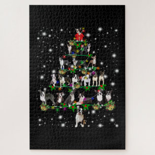 Boston Terrie Weihnachtsbaum von Flashlight bedeck Puzzle