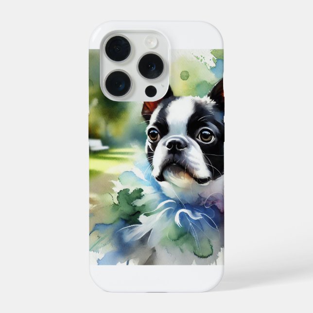 Boston Terrier 251024AREF109 - Watercolor iPhone Hülle (Rückseite)