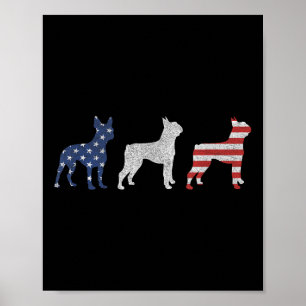 Boston Terrier 4. Juli Hund Patriotisch USA-Flagge Poster