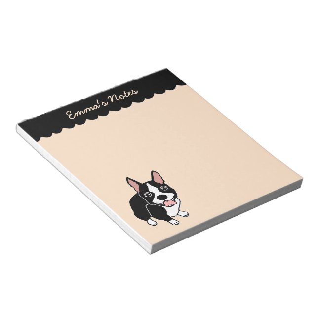 Boston Terrier 5.5" x 6" Benutzerdefinierter Notep Notizblock (angewinkelt)