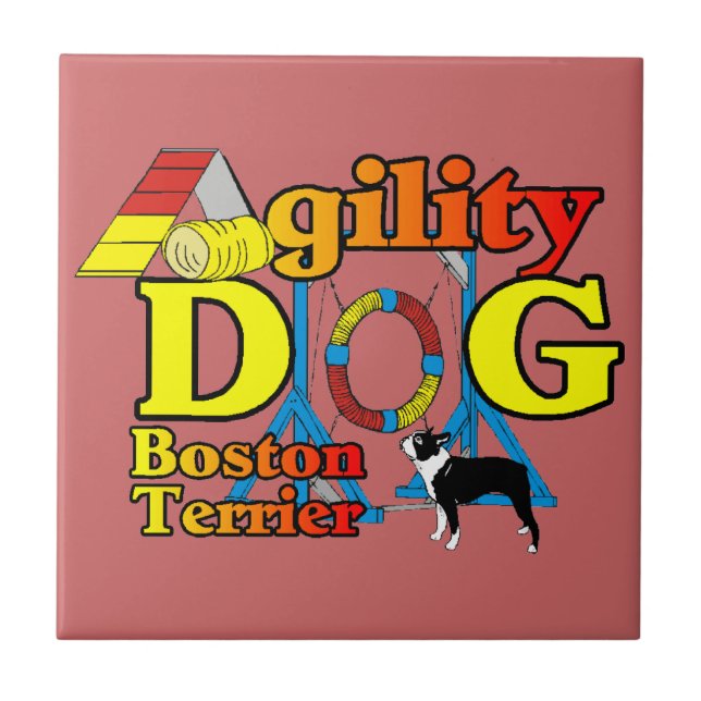 Boston Terrier Agility Fliese (Vorderseite)