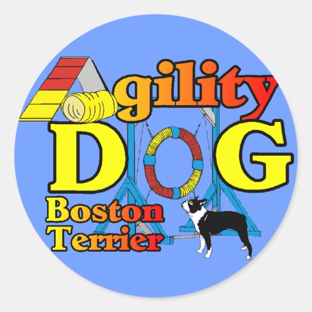 Boston Terrier Agility Geschenke Runder Aufkleber (Vorderseite)