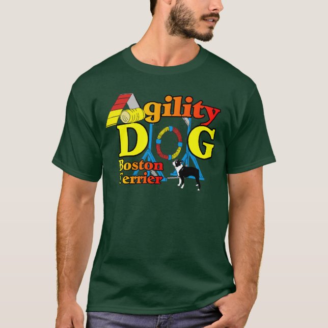 Boston Terrier Agility Geschenke T-Shirt (Vorderseite)