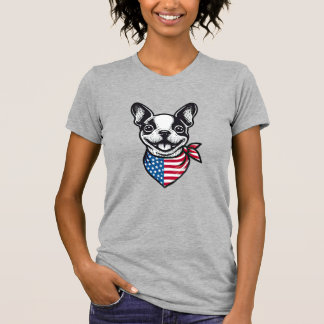 Boston Terrier American Flag Bandana Hund Patrioti T-Shirt