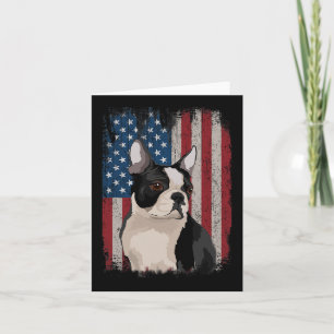 Boston Terrier American Flag Patriotic 4. Juli Karte