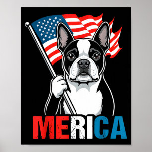 Boston Terrier Amerika Patriotischer Hund 4. Juli Poster