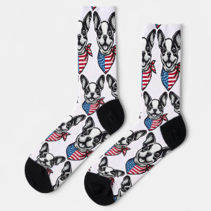 Boston Terrier Amerikanische Flagge Bandana Hund P Socken