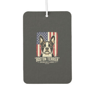 Boston Terrier Amerikanische Klassik Flagge Autolufterfrischer