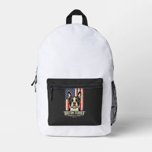 Boston Terrier Amerikanische Klassik Flagge Bedruckter Rucksack