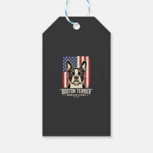 Boston Terrier Amerikanische Klassik Flagge Geschenkanhänger