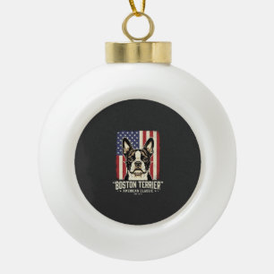 Boston Terrier Amerikanische Klassik Flagge Keramik Kugel-Ornament