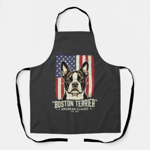 Boston Terrier Amerikanische Klassik Flagge Schürze