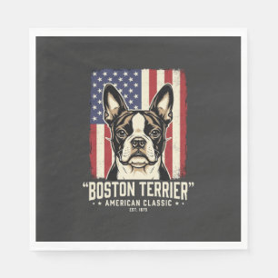 Boston Terrier Amerikanische Klassik Flagge Serviette