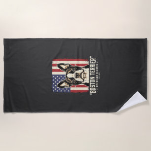Boston Terrier Amerikanische Klassik Flagge Strandtuch