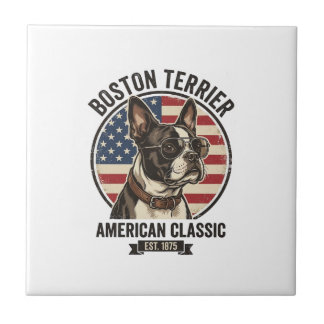 Boston Terrier Amerikanischer Klassischer Hund Fla Fliese
