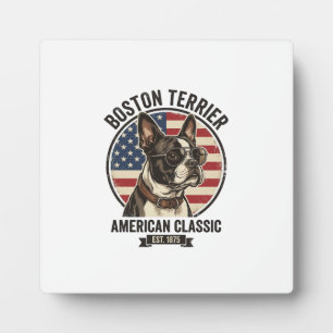 Boston Terrier Amerikanischer Klassischer Hund Fla Fotoplatte