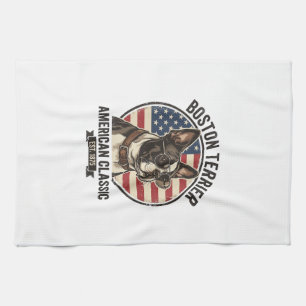 Boston Terrier Amerikanischer Klassischer Hund Fla Geschirrtuch