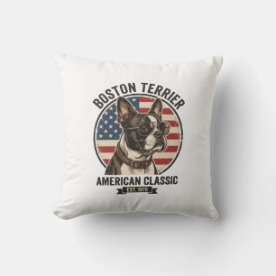Boston Terrier Amerikanischer Klassischer Hund Fla Kissen