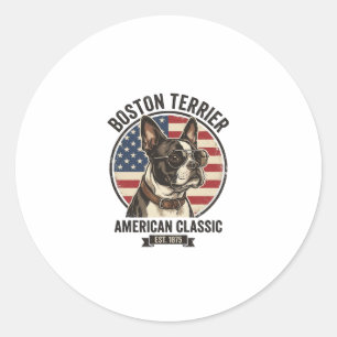 Boston Terrier Amerikanischer Klassischer Hund Fla Runder Aufkleber