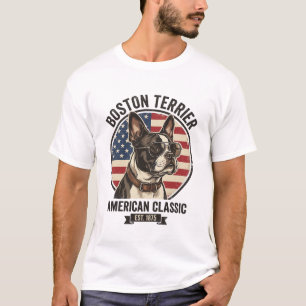 Boston Terrier Amerikanischer Klassischer Hund Fla T-Shirt
