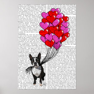 Boston Terrier and Balloons Poster