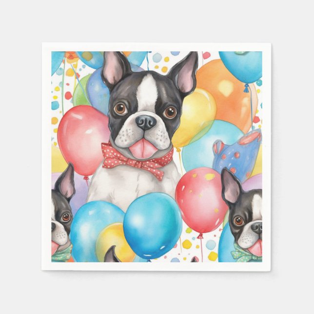 Boston Terrier and Balloons Serviette (Vorderseite)