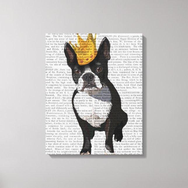 Boston Terrier and Crown Leinwanddruck (Vorderseite)