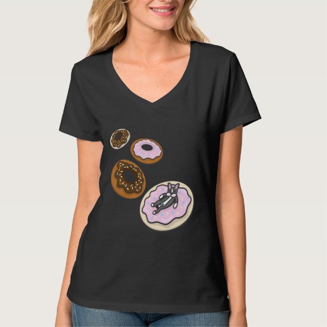 Boston Terrier and Donuts Boston Terrier mit Don T-Shirt (Vorderseite)