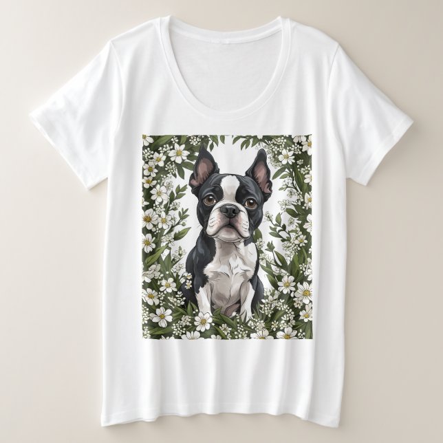 Boston Terrier and Massachusetts Mayflots 2 Große Größe T-Shirt (Design vorne)