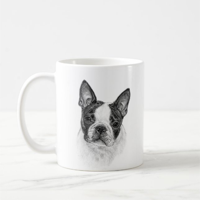 Boston Terrier Art von Glenda S. Harlan Kaffeetasse (Links)