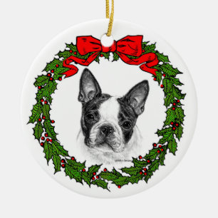 Boston Terrier Art von Glenda S. Harlan Keramik Ornament