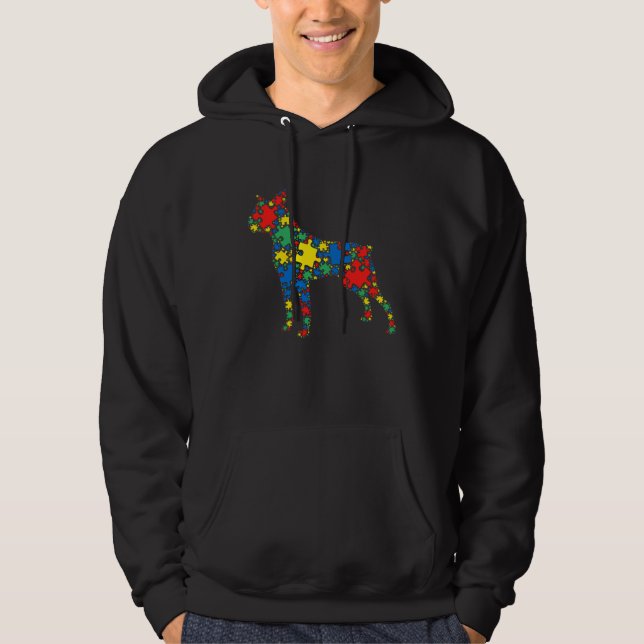 Boston Terrier Autism Puzzle Women Men  Autism Awa Hoodie (Vorderseite)