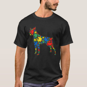 Boston Terrier Autism Puzzle Women Men Autism Awa T-Shirt