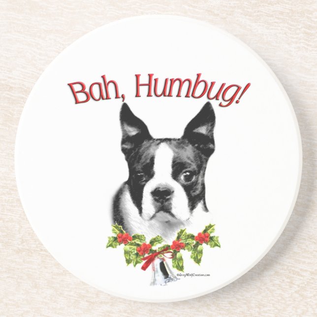 Boston Terrier Bah Humbug Getränkeuntersetzer (Vorne)