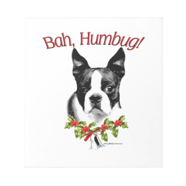 Boston Terrier Bah Humbug Notizblock (Vorderseite)