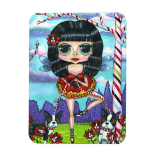 Boston Terrier Ballet Ballerina Fairy Big Eyes Magnet