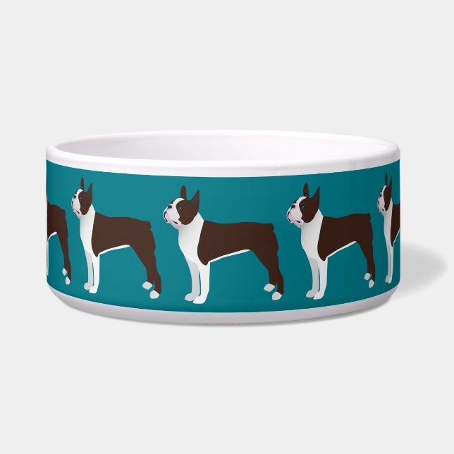 Boston Terrier Basic Customizing mit Text und Farb Napf (Vorderseite)