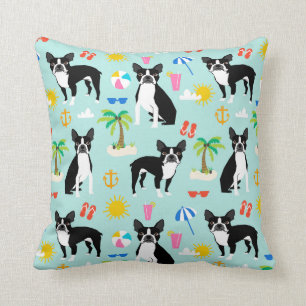 Boston Terrier Beach - niedliches Sommerkissen Kissen