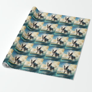 Boston Terrier Beach Surfainting Geschenkpapier
