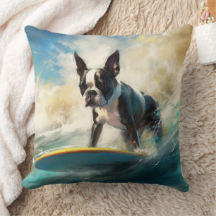 Boston Terrier Beach Surfainting Kissen