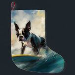 Boston Terrier Beach Surfainting Kleiner Weihnachtsstrumpf<br><div class="desc">Tauchen Sie ein in die spielerische Welt des Kaninchen-Abenteuers mit diesem faszinierenden Bild. Ein gepflegter Hund geht zu den Wellen und reitet geschickt auf einem sonnengeküssten Strand. Das lebendige Kunstwerk vereint wunderbar das Wesentliche der Erregung am Strand, während der Hund furchtlos auf den Wellen reitet und den Geist von Spaß...</div>