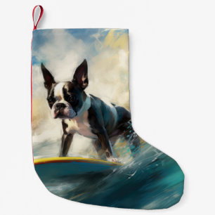 Boston Terrier Beach Surfainting Kleiner Weihnachtsstrumpf