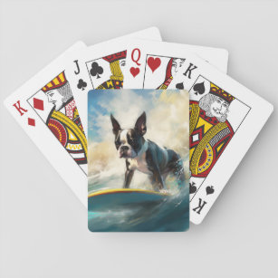 Boston Terrier Beach Surfainting Spielkarten