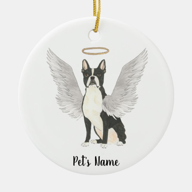Boston Terrier Beileid Memorial Keramik Ornament (Vorne)